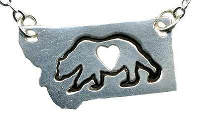 Bear Heart - Silver PMC (Montana) State Necklace by Dani'z Designz